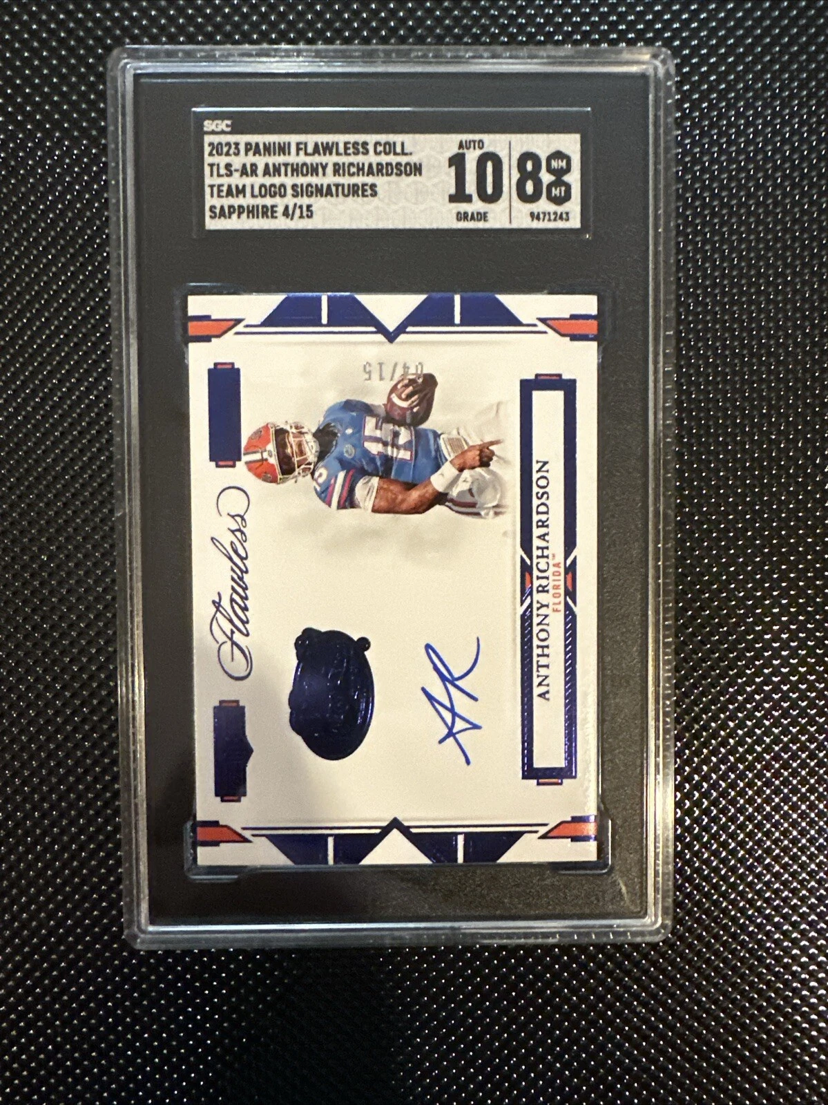 Anthony Richardson Panini Flawless Collegiate Team Logo Signatures #TLSAR Sapphire