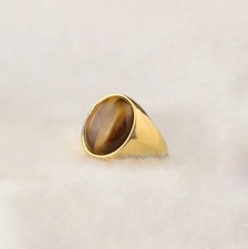 Brown Tiger Eye Ring Statement Silver 925 Sterling Silver Ring For Men Gift Her