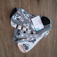 Xhilaration Womens Playful Cats 4 Pack Low Cut Socks Gray/White 4-10 Stripe Bin1
