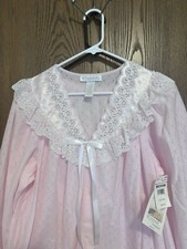 New Komar Vintage Pajamas Lounge Set Pink Nylon Polyester Sz Med USA Lace Collar