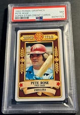 1982 PETE ROSE PERMA GRAPHICS SUPER STAR CREDIT CARDS #205 PSA 7 NEW SLAB  (723)