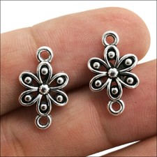 Lot 50pcs Flower Antique Silver Charms Pendant Connector DIY Jewelry Findings