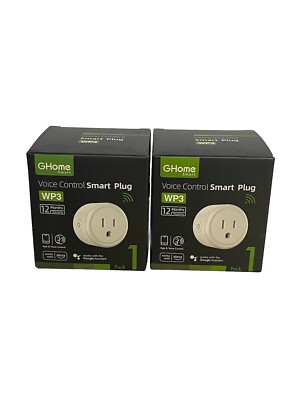 GHome Smart Mini Plug, Wi-Fi Outlet Socket Alexa / Google Home Compatible 2 Pack