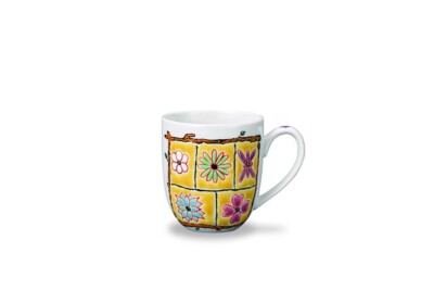 Tasse Tee Kaffeetasse Kutani Ware Blumenbox Serie Iwata Reiko Gelb