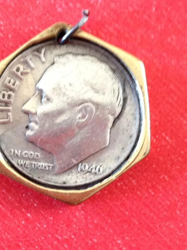  Silver Coin Mercury Dime Roosevelt 1945 1946 Key Date Necklace Good Luck Charm - Image 3 of 4