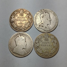 1x 1909 Canada 25 Cents - .925 Silver - Edward VII - Canadian Quarter