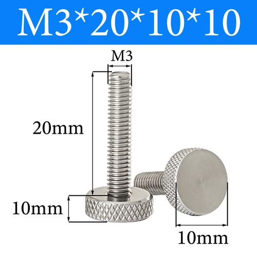 Knurled Stainless Steel Thumb Screw M3 Flat Head Thumbscrew Bolt Nickel Plated - Picture 13 of 19