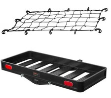 Curt 49x22.5 Black Aluminum Basket Hitch Cargo Carrier Net 500lb 2 Shank