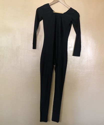 Junior Girl's Size Small Leotard Body Suit Full Body Shiny Black Long Sleeve - Picture 2 of 12