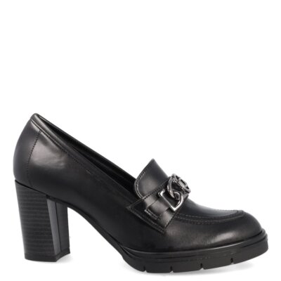 Damen Serena Damen Halbschuh aus Microtech mit Absatz und Accessoire - SCHWARZ (Schwarz)
