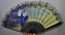 Ten Commandments Decalogue Diez Mandamientos Plastic Fan Abanico de Mano NEW