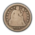 1856 10c Seated Liberty Silver Dime - Original Full Rim - SKU-Y6031