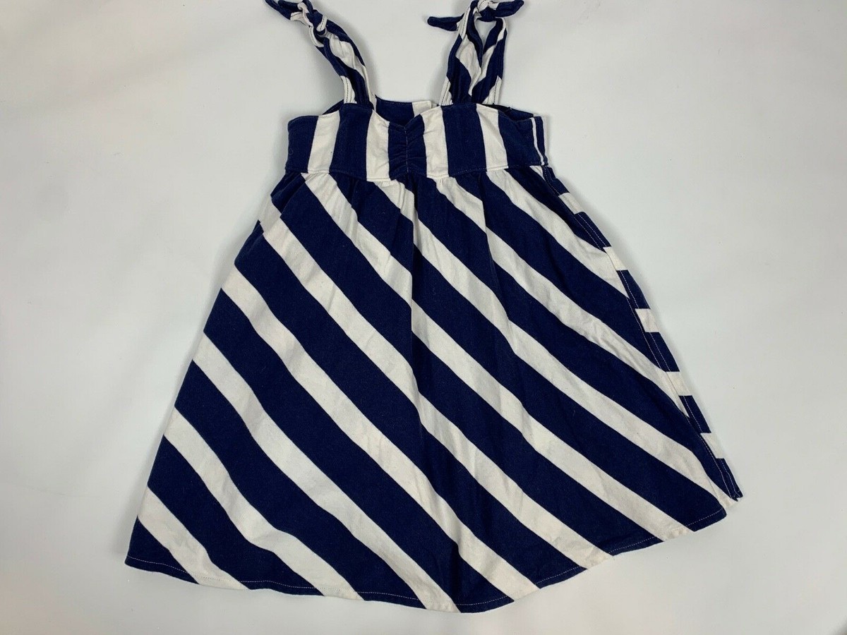 Ralph Lauren Navy Blue White Diagonal Stripe Sun Dress 5 Excellent | eBay