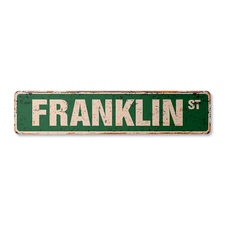 FRANKLIN Vintage Street Sign Childrens Name Room Metal Sign