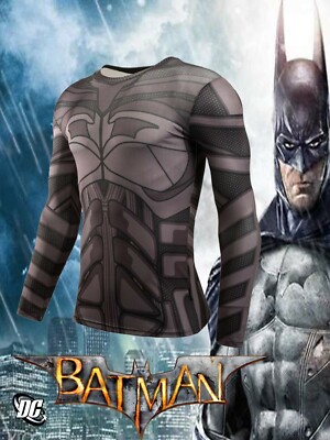 NEW! BATMAN MEN'S LONG SLEEVE COMPRESSION SHIRT SIZES (US M-XL