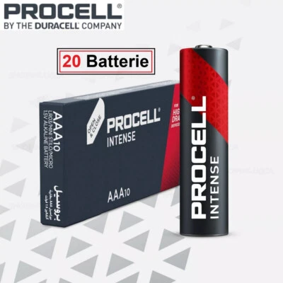PROCELL BY DURACELL 20 pile Procell Intense by Duracell AAA ministilo alcaline batterie alta potenza