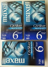 Vintage NOS Lot 3 Maxell 6 Hour GX-Silver T-120 VHS Tapes Sealed Videocassette