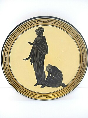 Greece Handmade-Designed Plate Terra Cotta Clay 11'' Round