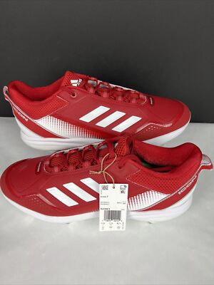 Adidas Icon 7 Metal Baseball Cleats Men’s 13 Red S23861 New Adidas Icon 7 Low Top Metal Baseball Cleats Red/White S23861  main image 3