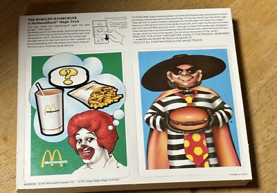 1977, McDonald's, ''Un-Used'', Magic Tricks (2) Cards Ronald McDonald Lot Of 4