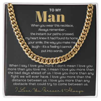To My Man Cuban Link Necklace anniversary birthday valentine's day gift for him
