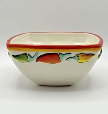 Clay Art "La Mesa" 6 " Square Hand Painted Chili Pepper Serving Bowl