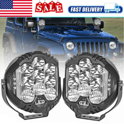 2X 7inch LED Work Pods Light for Spot Flood Combo Fog Lamp Offroad Driving White