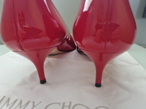 Ladies Jimmy Choo Aza Pumps , Patent Red, Eur 38.5 50mm Heel UK 5.5 - Picture 10 of 11