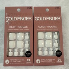 2 pack Gold Finger Color Toenails 2pk White W...
