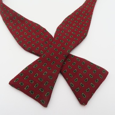 Robert Talbott Bow Tie Red Black Paisley 2'' Wide Self Tie Silk USA