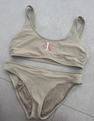 Calvin Klein Damen Bikini Beige Gr. S Neu Sommer  Badeanzug Set