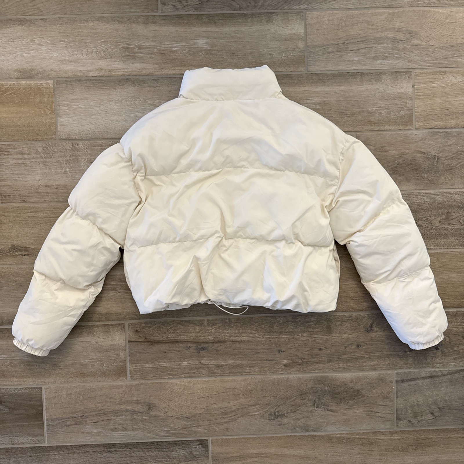 Fabletics Puffer Jacket White Cream Zip Stand Col… - image 2