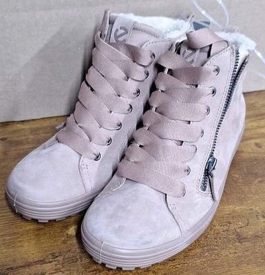 ECCO Women's Soft 7 TRED Gore-TEX High Sneaker Pink Suede Leather Size 7/7.5