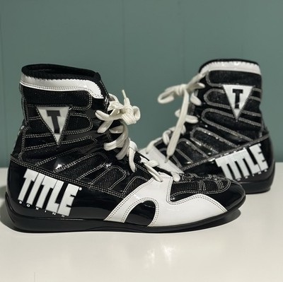 Title Boxing Black White - Boxing Lace Up Shoes W Shoe Bag Size 9.5 US Men s