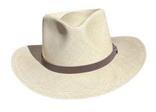 Scala Panama Hat XL Straw Leather Band Natural Made In Mexico