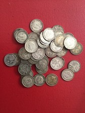 25x .5 Silver pre 47 Silver Threepences. Bulk lot of 25 coins