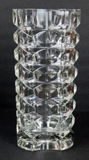 Vtg JG Durand Luminarc Windsor Clear Glass Vase Geometric Cubist Style France