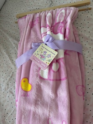 HELLO KITTY Pink Easter Rabbit Bunny Ears Plush Throw Blanket 60 x70  Viral