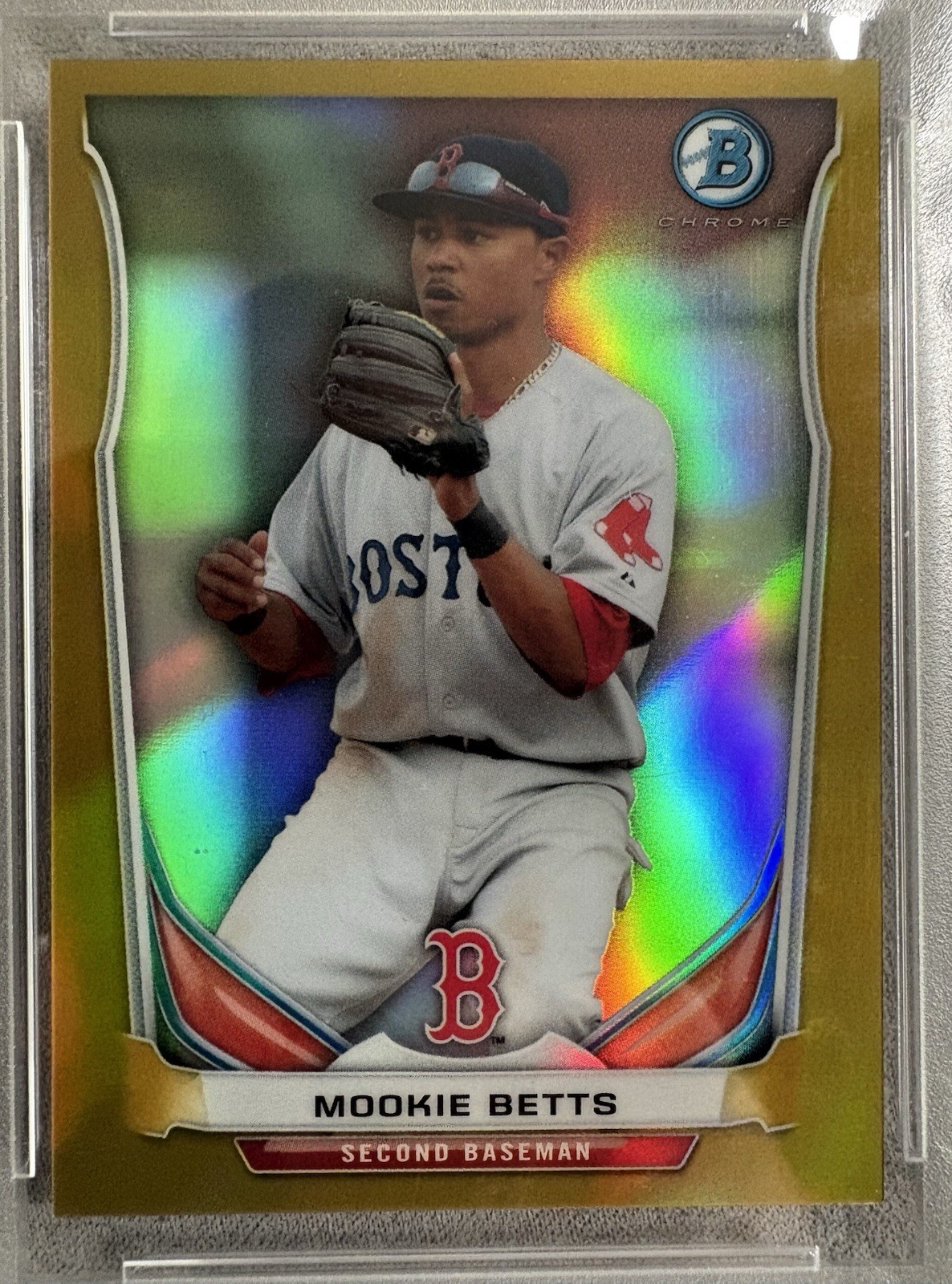Mookie Betts PSA 9 2014 Bowman Scout Top 5 Prospects Mini Gold Refractor /25 RC view 4