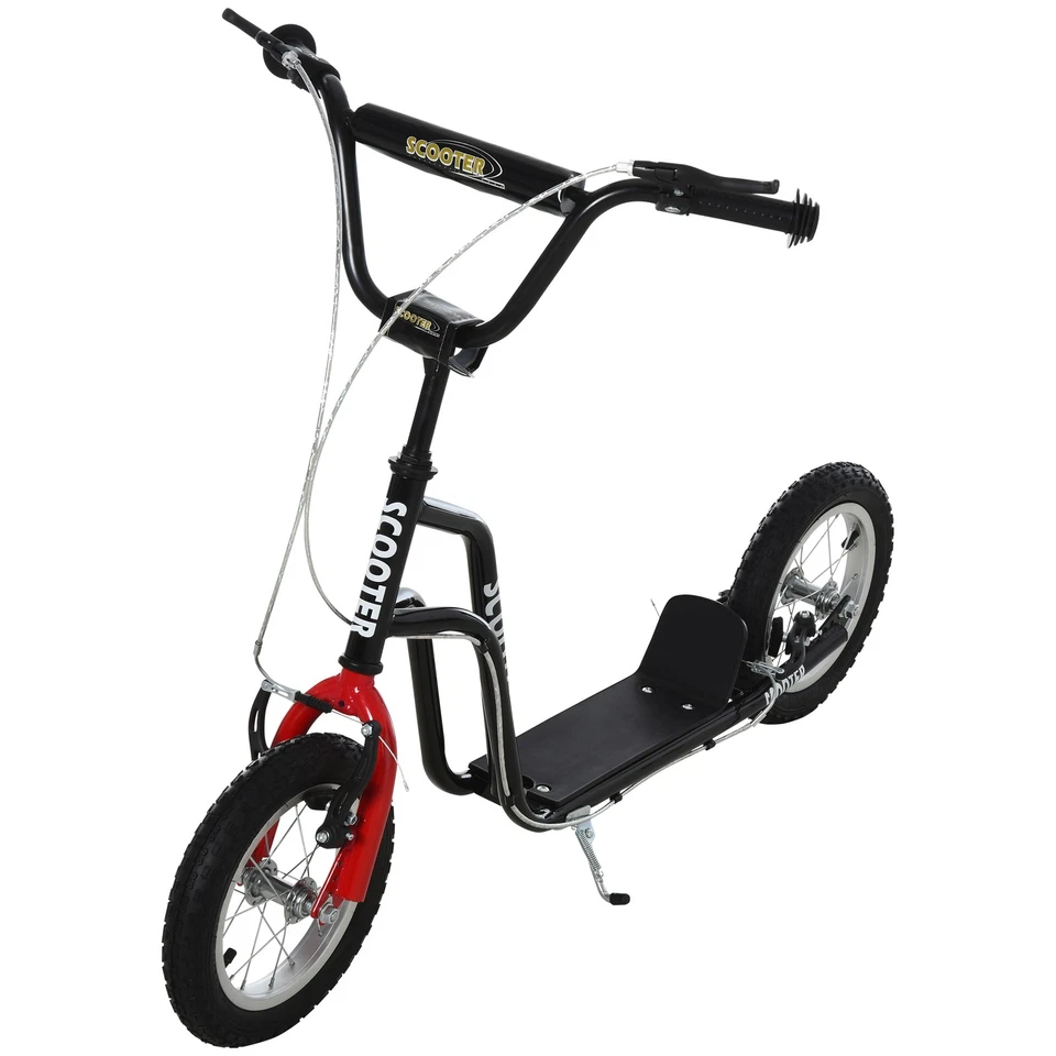 HOMCOM Kinderroller Scooter Lenker Verstellbar mit Luftreifen 12 Zoll Schwarz - Bild 3 von 4