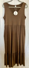 Anrabess Maxi Dress’s 2 Chocolate Brown & Berry Red Sleeveless Tiered M NWT/NWOT