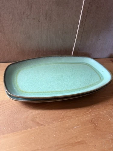 Set of 2 Vintage Frankoma Rectangle Serving Plates Prairie Green