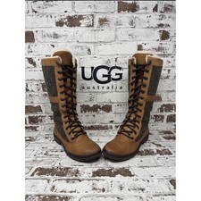 UGG Australia Adirondack Tall Waterproof Leather Wool Boots Brown Charcoal