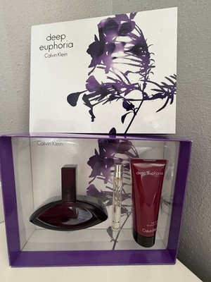 Calvin Klein Deep Euphoria 3.4 oz Gift Set EDP Perfume Travel Spray Lotion Rare