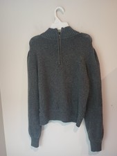 Universal Thread Women's XS Gray Quarter Zip Pullover Sweater Puff Sleeve Cotton