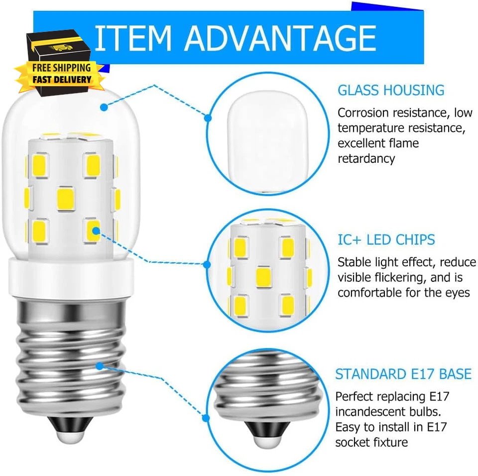 AC 125V 3W E17 Base T7 Microwave Dimmable LED Light Bulb, 5000K Daylight White o - Image 3 of 4