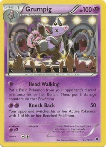 Pokemon -  Grumpig - 31/124 - Fates Collide - Rare  - NM/M