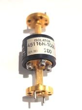 Hughes 45116H-1000 WR-10 Full Band Isolator, 27 dB isolation, 75–110 GHz, 2.5 dB