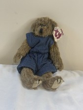 TY Collectible "Wee Willie" Brown Bear in Denim Overalls 9" Linda Harris Design