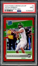 Justin Herbert Rookie Card 2020 Panini Chronicles Donruss Optic Red #4 PSA 9. rookie card picture